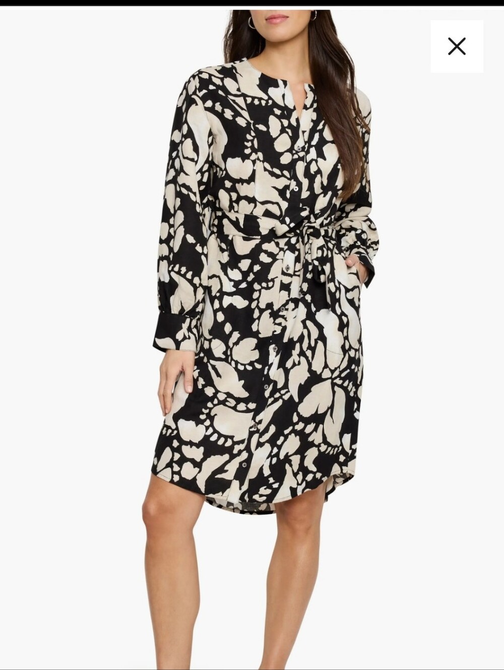 NIC+ZOE Black and White Linen Shirt Dress